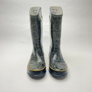 BOGS Kids Pirate Gray Green Waterproof Rubber Rain Boot Size 3 Youth Boys